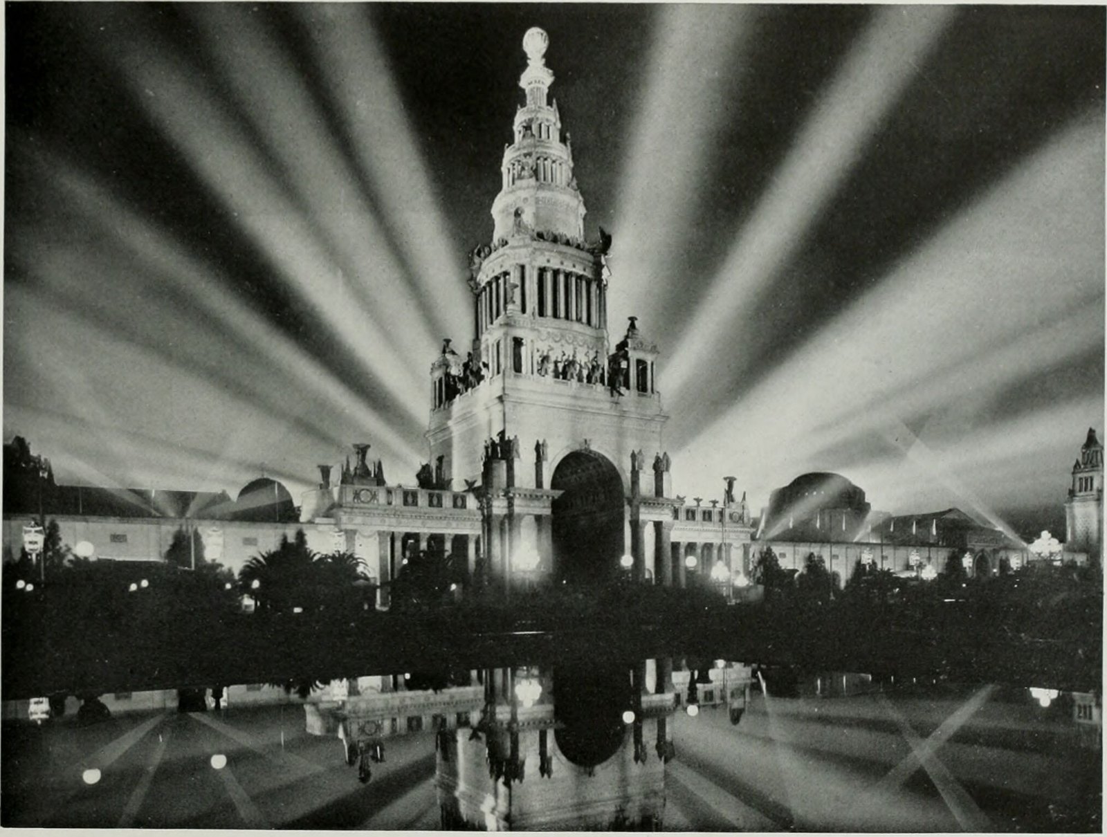The Tower of Jewels illuminated