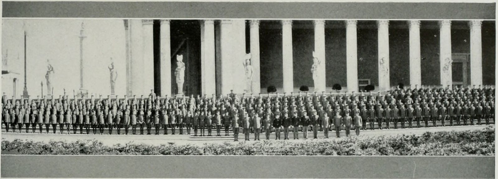 Troops on the Exposition grounds