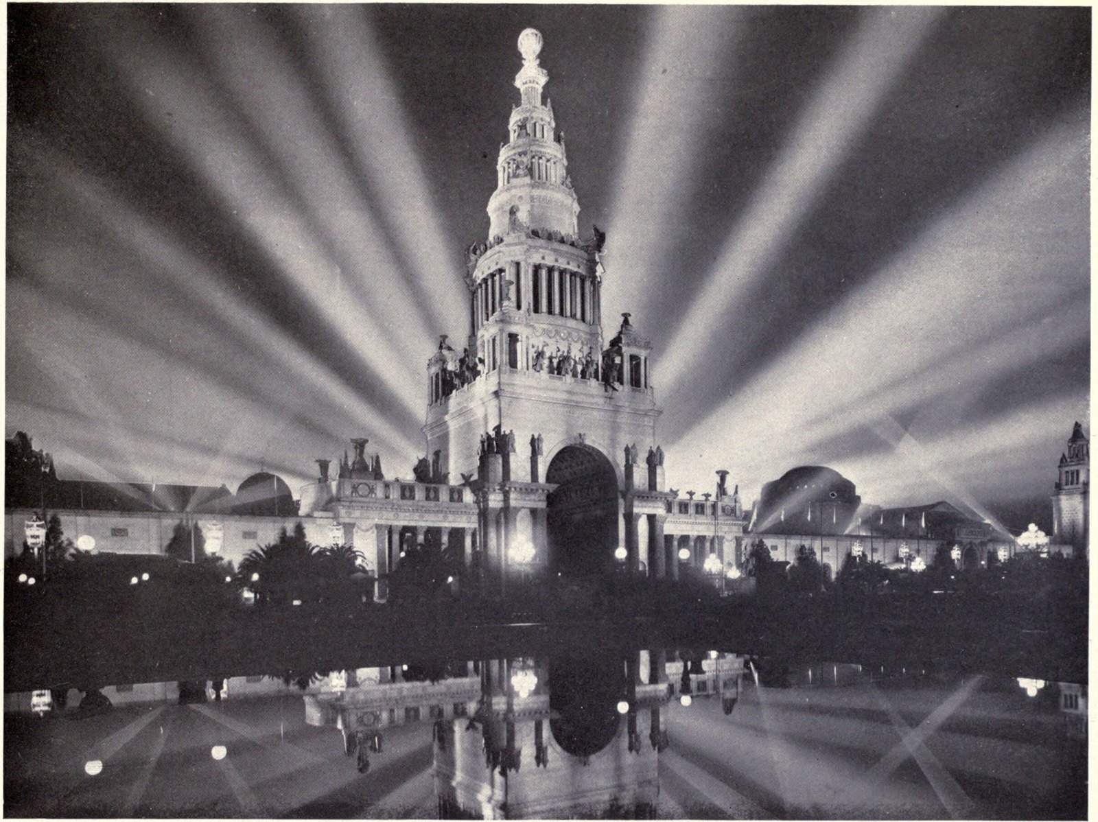 The Tower of Jewels illuminated