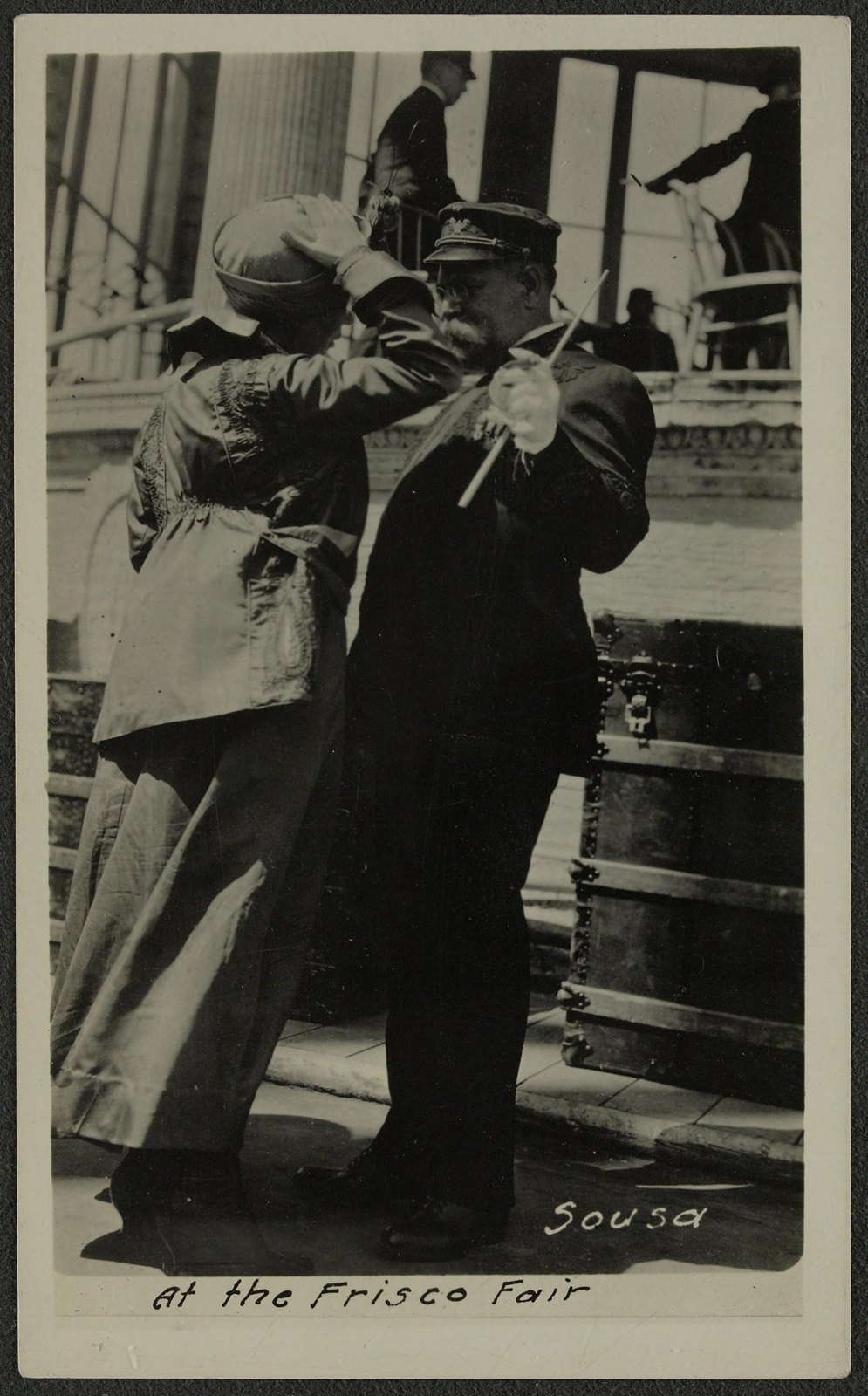 Sousa talking to a woman, San Francisco Panama-Pacific International Exposition